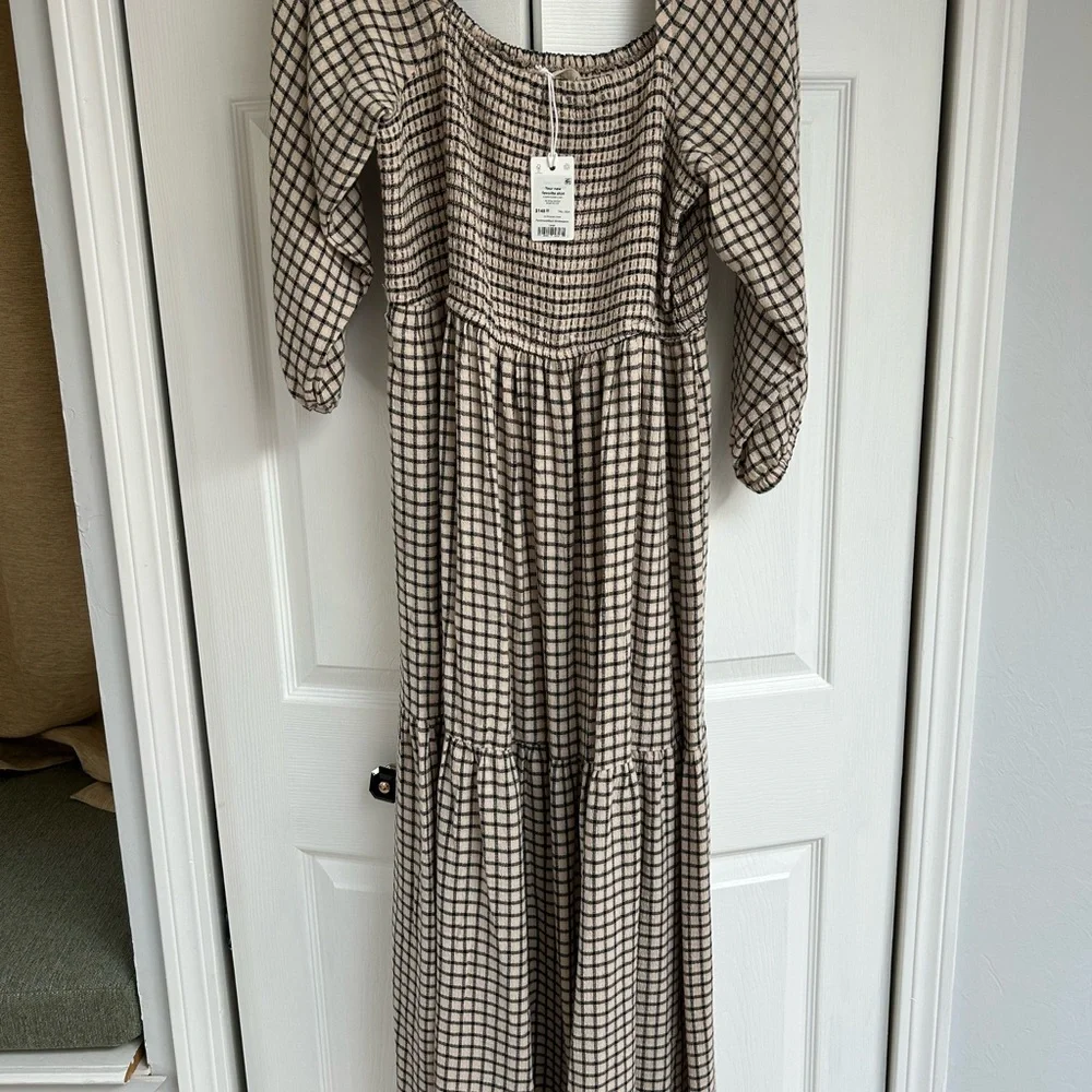 Marine Layer Ivy Smocked Dress (Windowpane) NWT - Picture 3 of 4